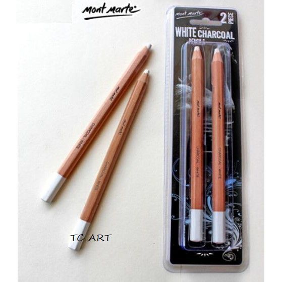 Mont Marte White Charcoal Pencils- 2pcs Set