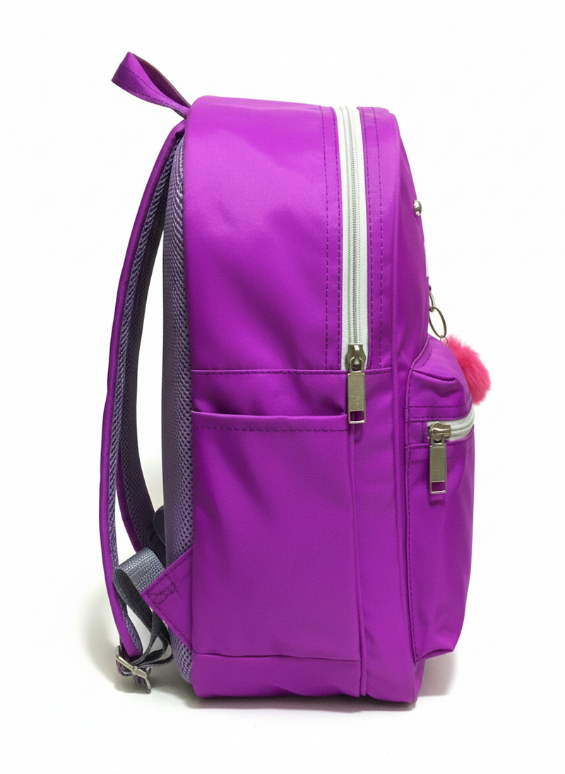 Purple Pom Style Backpack