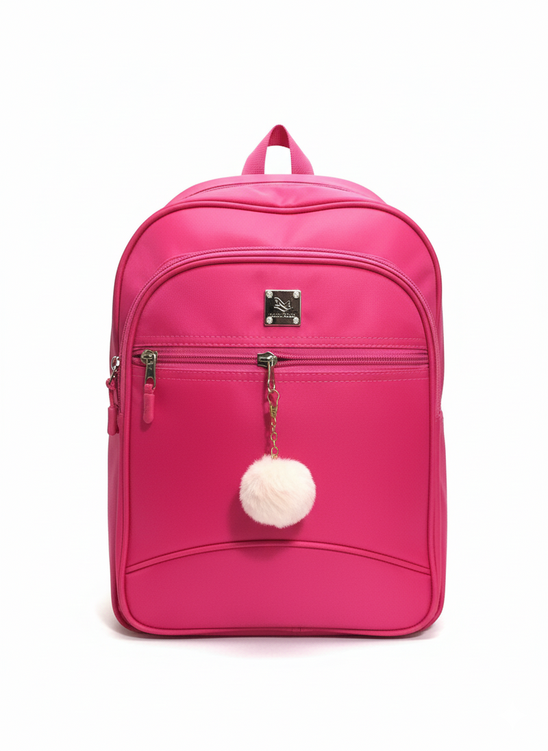 Chic Fuchsia Pom Backpack