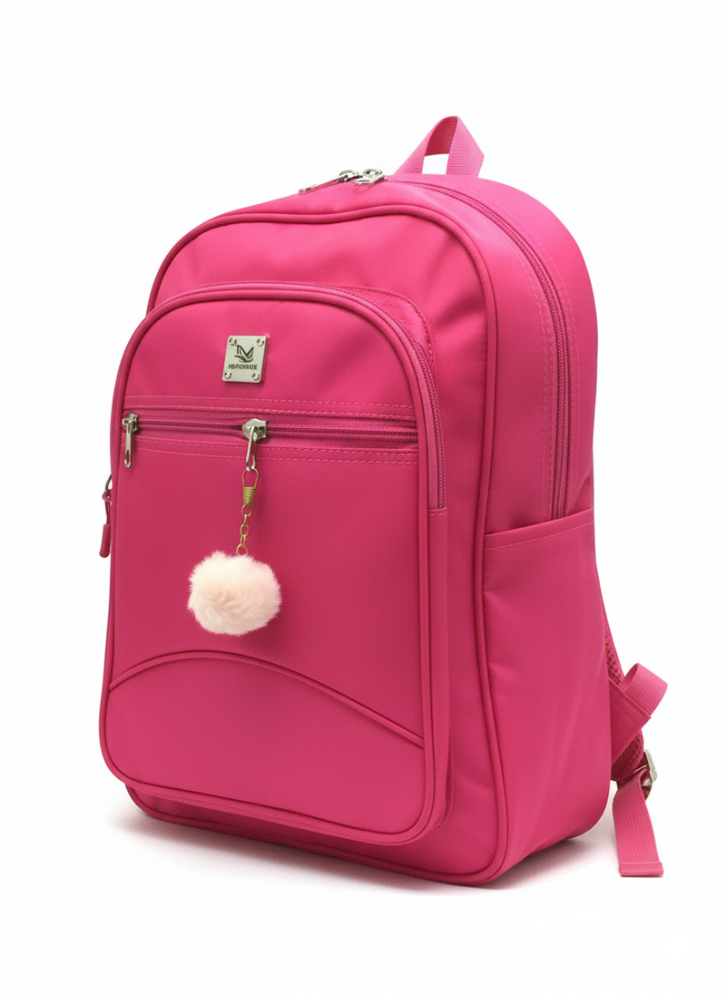 Chic Fuchsia Pom Backpack